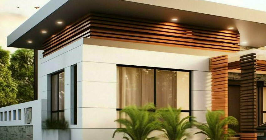 جزئیات معمارانه در نمای ساختمان همکف ساده