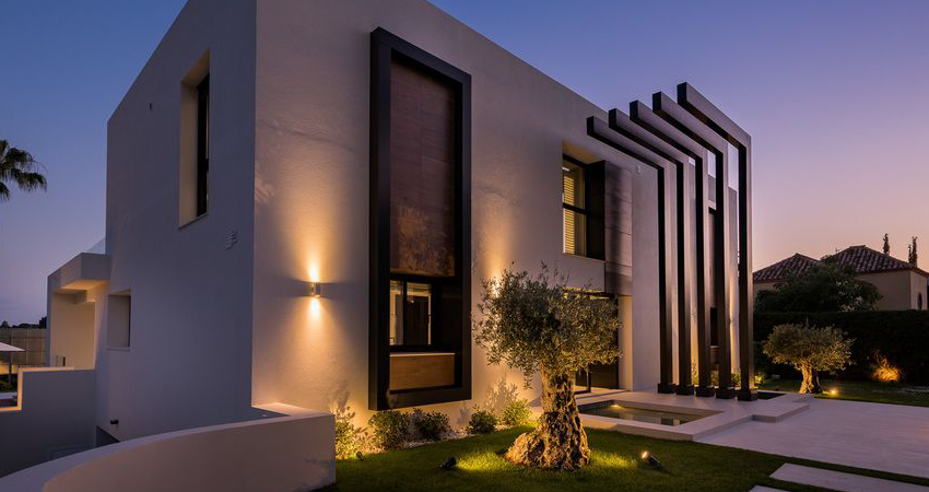 نما نورپردازی شده ساختمان مسکونی همکف